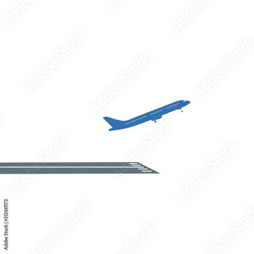 Airline airplane or jetliner flight take off flat vector icon for apps and websites