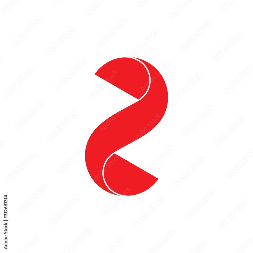 number two 3d flat logo vector