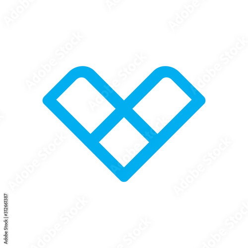 letter v simple geometric line logo vector