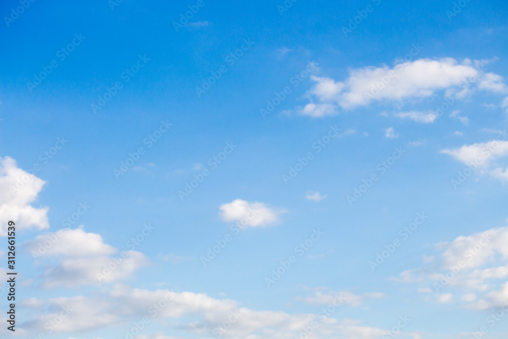 Bright blue sky with white clouds for background or wallpapers