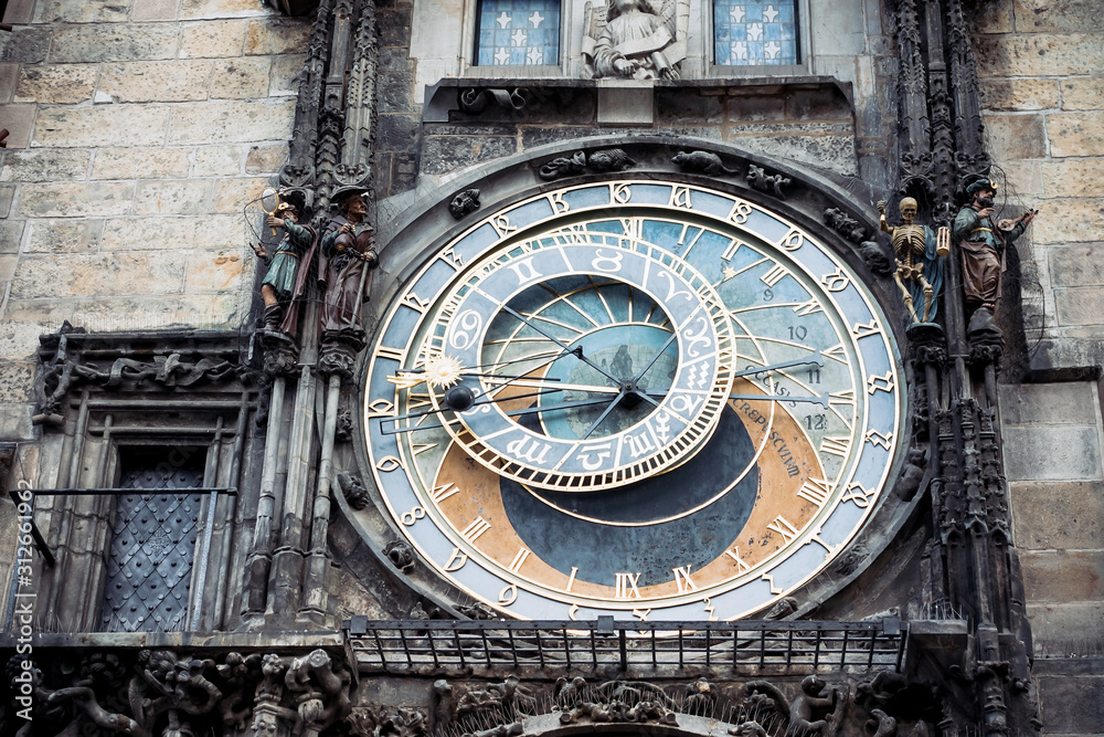PRAGUE, CZECH REPUBLIC - July 25, 2017 : Prague astronomical clock in Prague, Czech