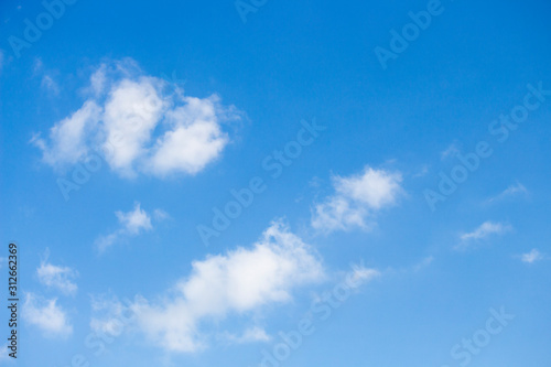 Bright blue sky with white clouds for background or wallpapers