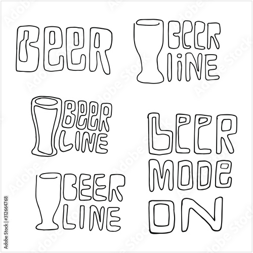 Beer phrases hand drawn lettering composition and clipart element for logos  posters  templates  postcard  banner  etc. Print on cup  bag  shirt  package  balloon