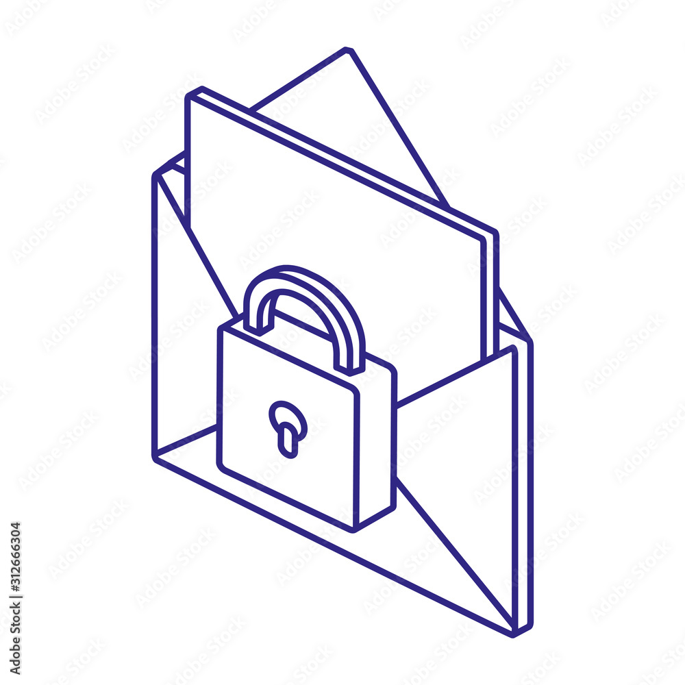 Isolated padlock and envelope vector design Isolated padlock and envelope vector design