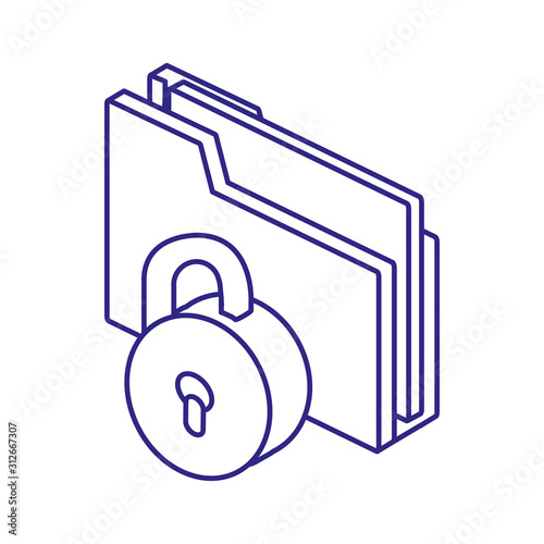 Padlock and file of security system vector design