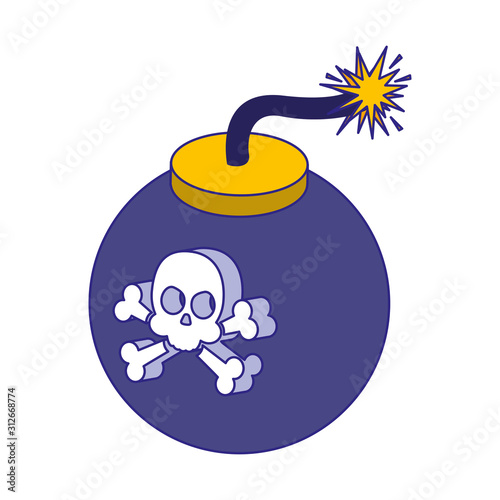 Skull and bomb of security system vector design