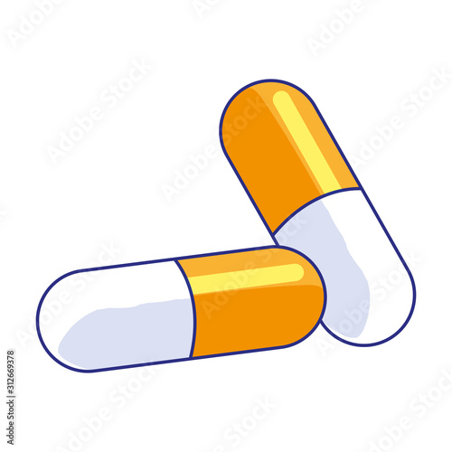 Isolated pills of medical care concept vector design