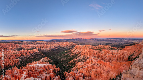 Red Hoodoos at sunset in Bryce Canyon National Park in Utah