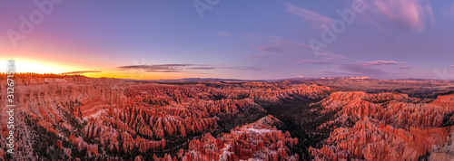 Red Hoodoos at sunset in Bryce Canyon National Park in Utah photo