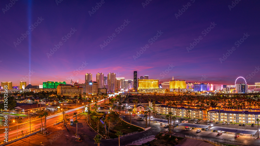 Skyline of the Casinos and Hotels of Las Vegas Strip