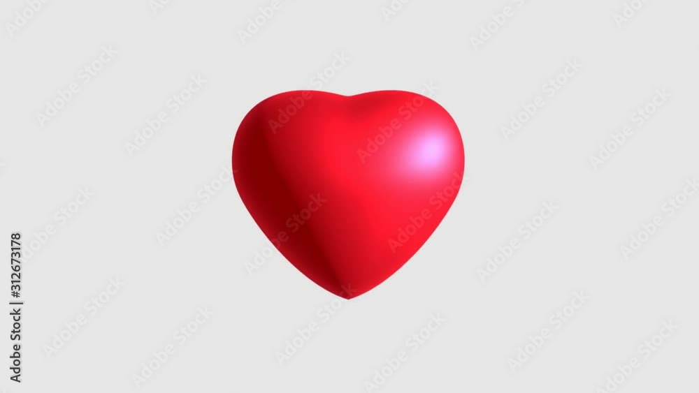 3D animation red heart beating, pulsating or pounding on white background. 3D animation red heart beating, pulsating or pounding on white background.