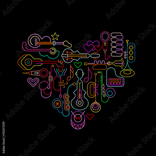 Musical Heart neon design