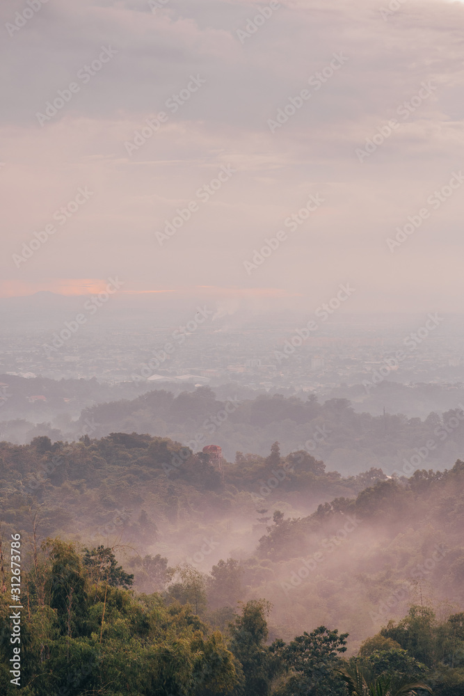 Fototapeta premium Foggy mountain view in Antipolo, Rizal, The Philippines