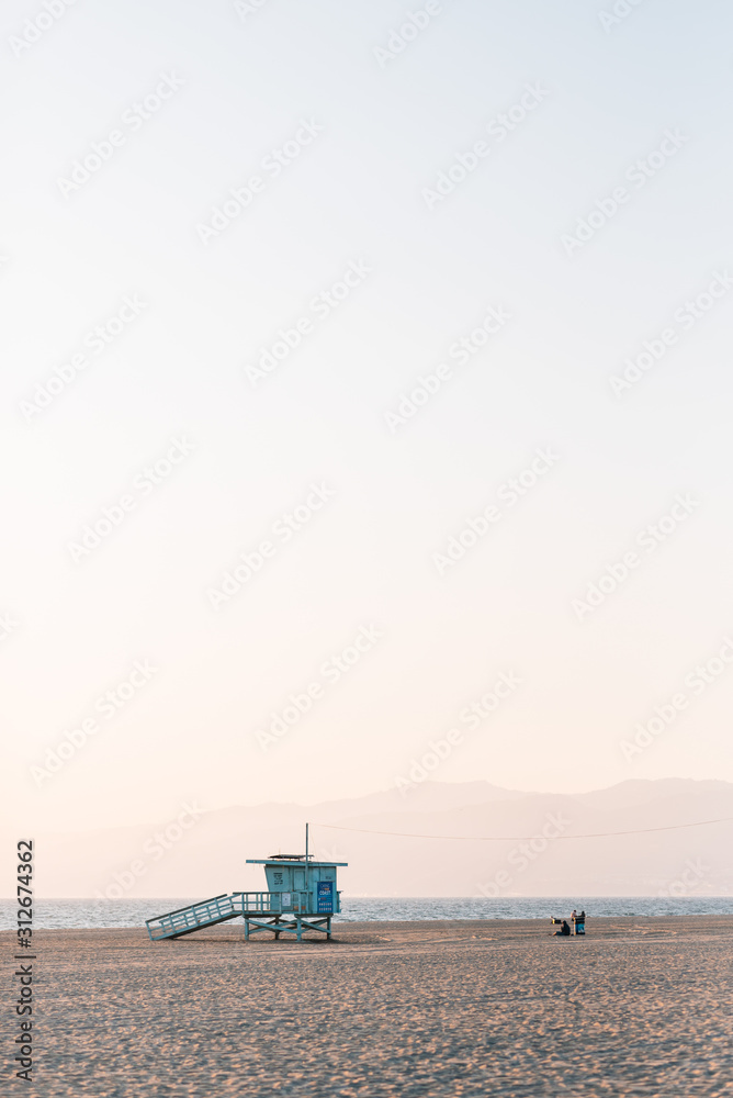 Lifeguard stand on the beach in Venice Beach, Los Angeles, California