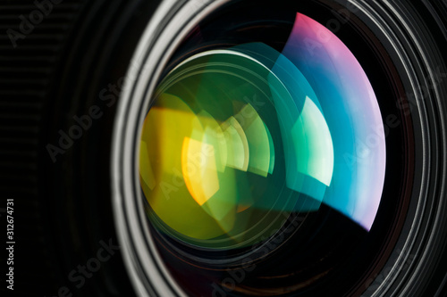 Wallpaper Mural A camera lens with a beautiful close-up optical unit as a substrate. Torontodigital.ca