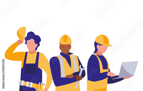 Isolated builders architects and engineers men vector design