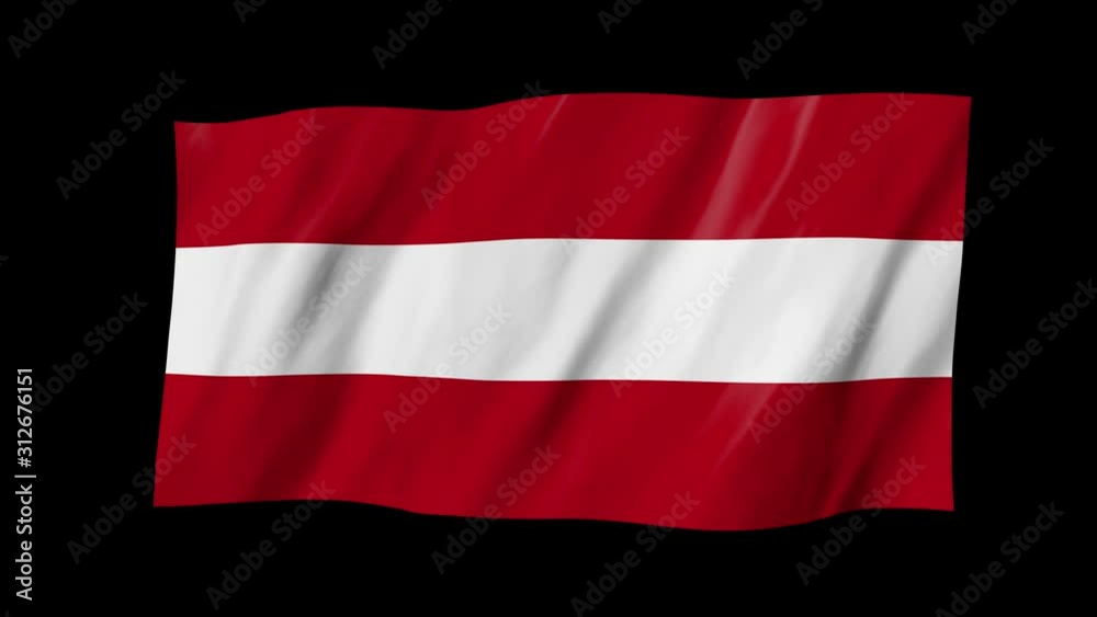 The Austrian flag in 3d, waving in the wind, on black background. The Austrian flag in 3d, waving in the wind, on black background.