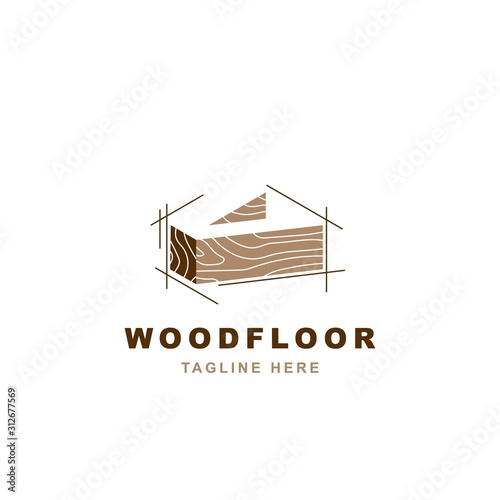 Wood logo  with letter V shape illustration vector design template