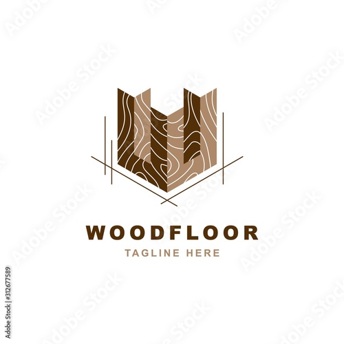 Wood logo  with letter W shape illustration vector design template