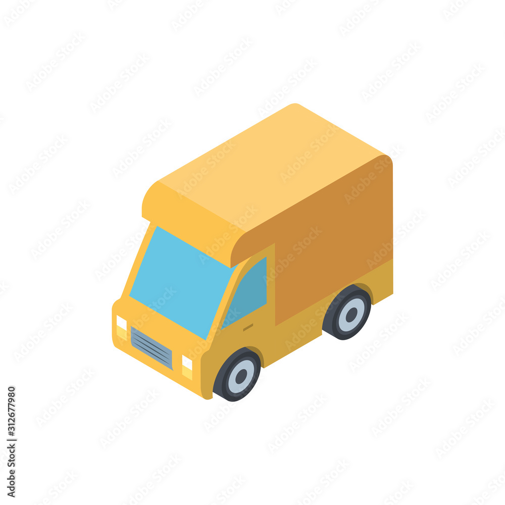 Isolated isometric yellow truck vehicle vector design Isolated isometric yellow truck vehicle vector design