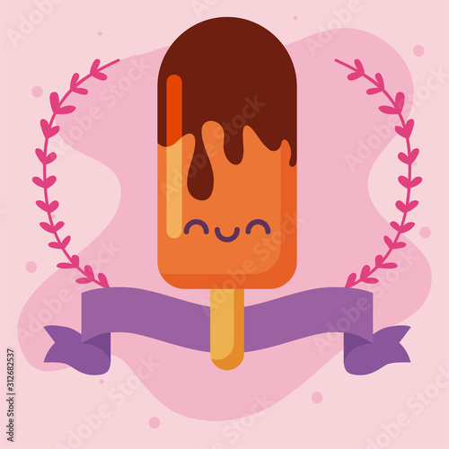 kawaii popsicle cartoon vector design