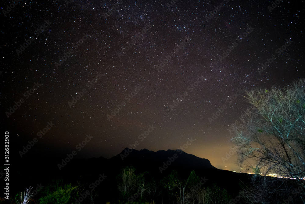 Naklejka premium Night Scene at Doi Luang, Chiang Dao, Chiang Mai, Thailand.
