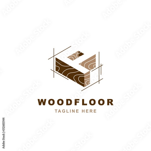 Wood logo  with letter P shape illustration vector design template