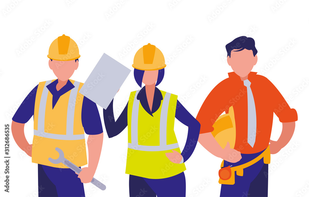 Isolated builders architects engineers men and woman vector design Isolated builders architects engineers men and woman vector design