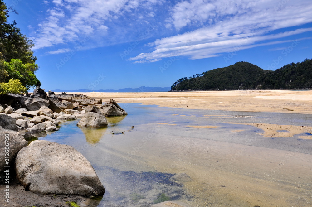 Beach and shoreline at Abel Tasman National Park, New Zealand