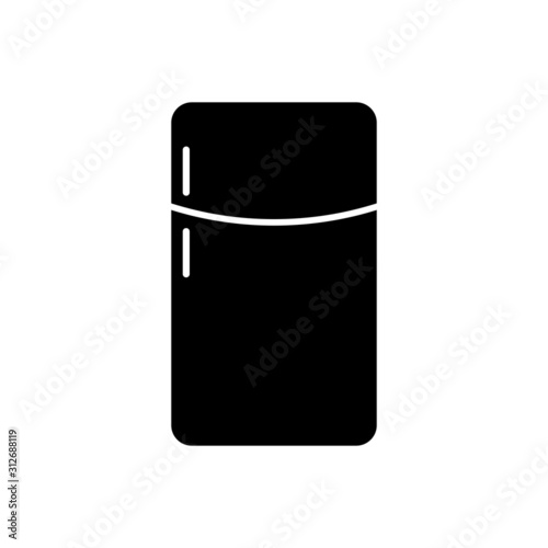 Refrigerator black vector icon isolated on white background