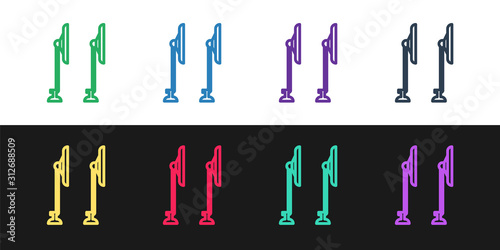 Set line Windscreen wiper icon isolated on black and white background.  Vector Illustration