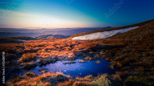 Winter hike up Ben Ledi  Scotland. 
