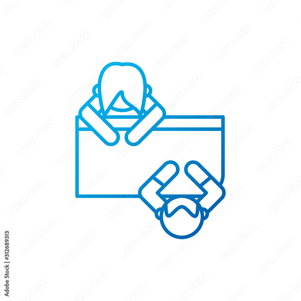 Isolated woman and man meeting with table vector design Isolated woman and man meeting with table vector design