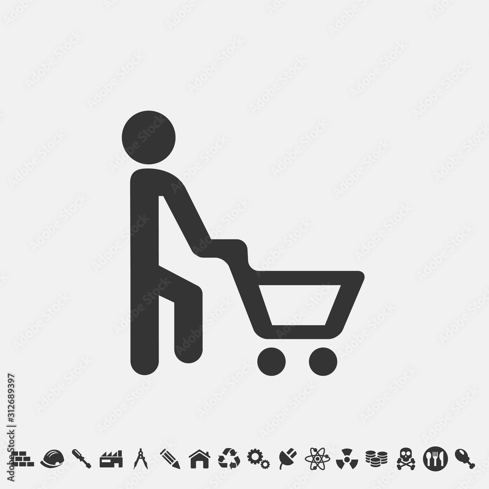 man with trolley cart icon vector for web and graphic design man with trolley cart icon vector for web and graphic design