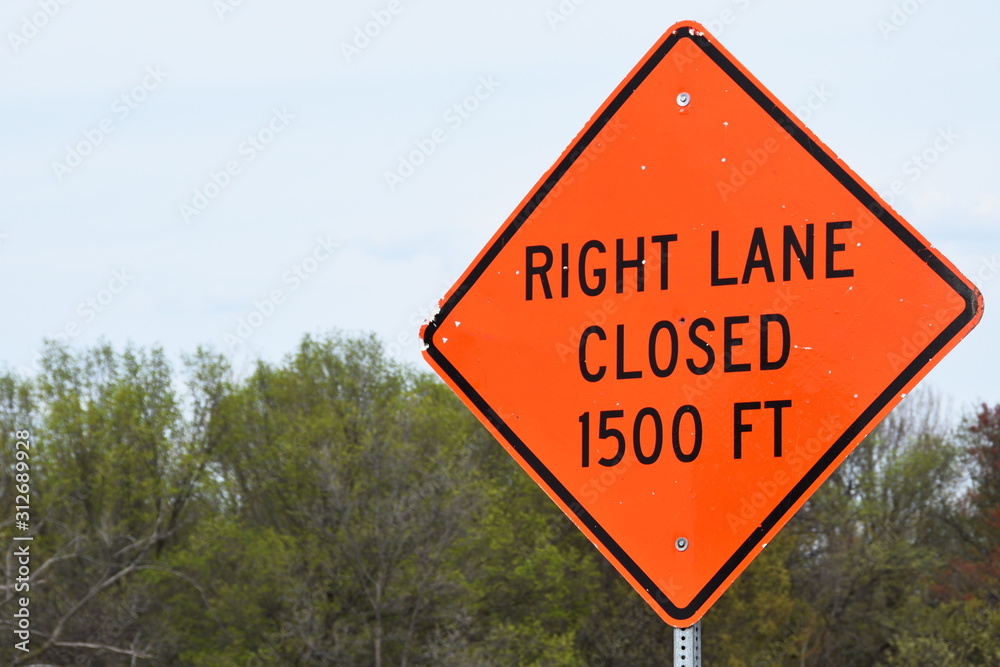 Right Lane Closed Sign