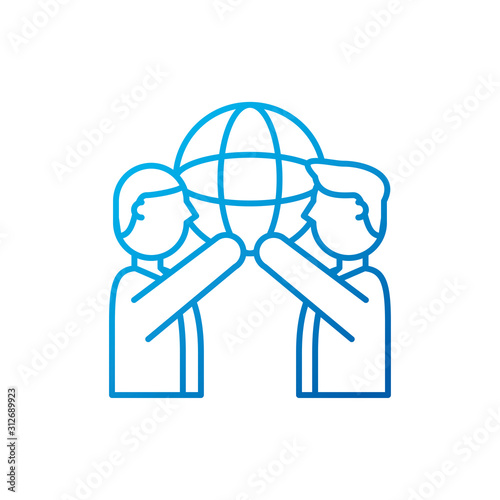 Isolated men meeting and global sphere vector design