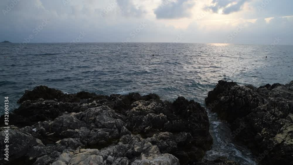 View of the sea with rocky cliffs View of the sea with rocky cliffs