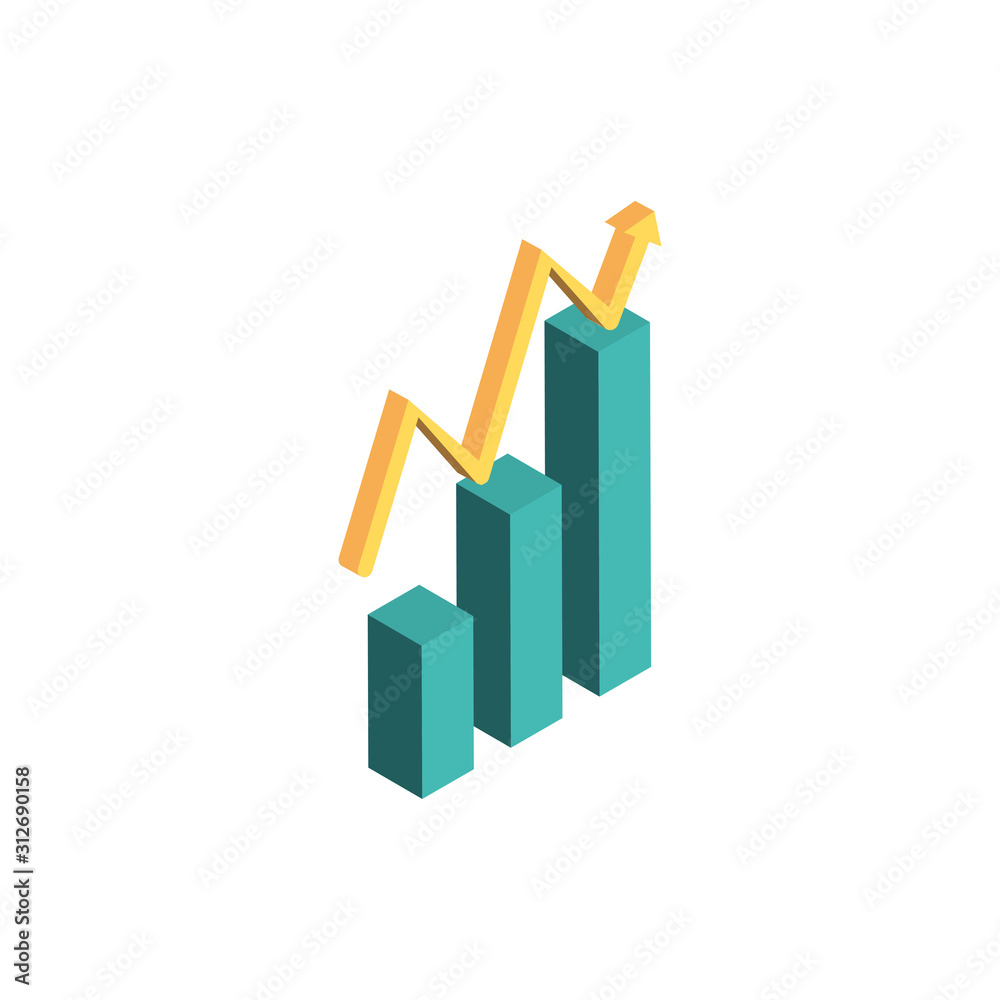 Isolated increase arrow and bars vector design Isolated increase arrow and bars vector design