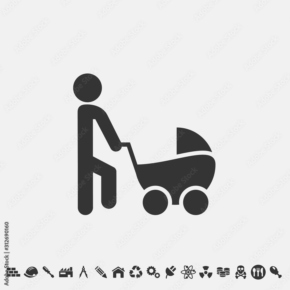 man pushing baby stroller prem icon vector for web and graphic design man pushing baby stroller prem icon vector for web and graphic design