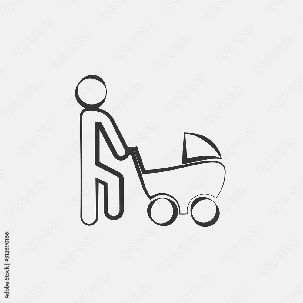 man pushing baby stroller prem icon vector for web and graphic design man pushing baby stroller prem icon vector for web and graphic design