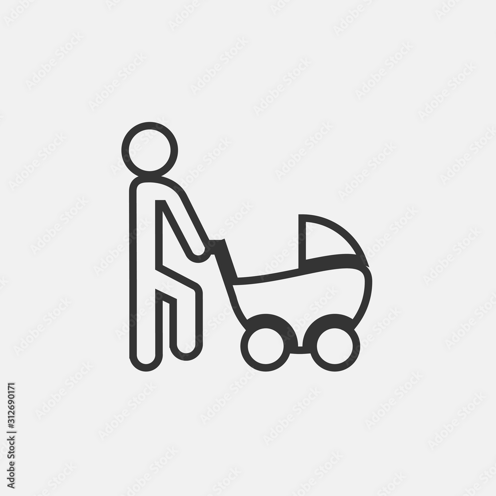 man pushing baby stroller prem icon vector for web and graphic design man pushing baby stroller prem icon vector for web and graphic design