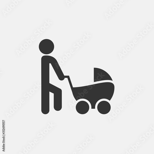 man pushing baby stroller prem icon vector for web and graphic design