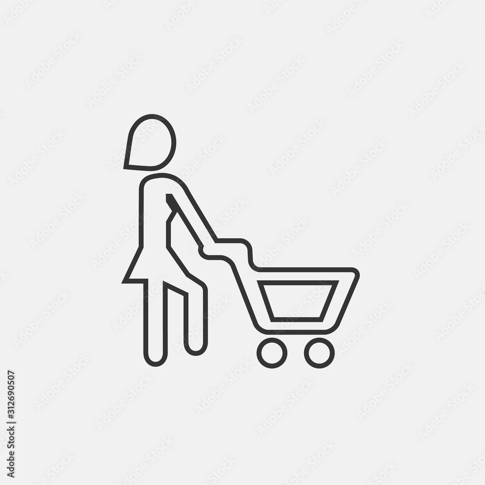 woman with trolley cart icon vector for web and graphic design woman with trolley cart icon vector for web and graphic design