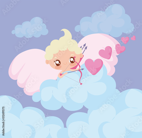 Cupid baby cartoon of valentines day vector design