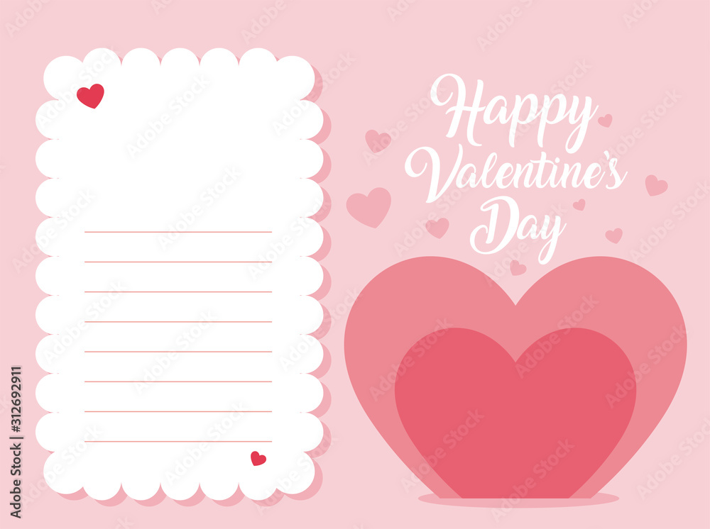 Hearts and note of valentines day vector design