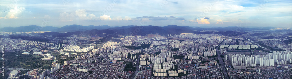 Aerial Panorama of Seoul Korea