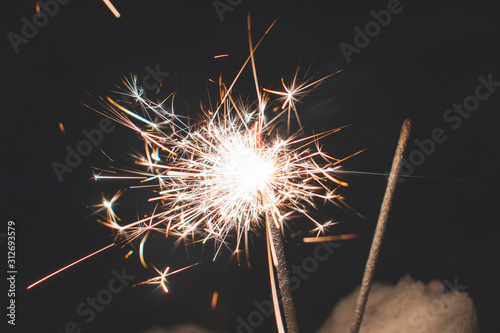 sparkler on black background