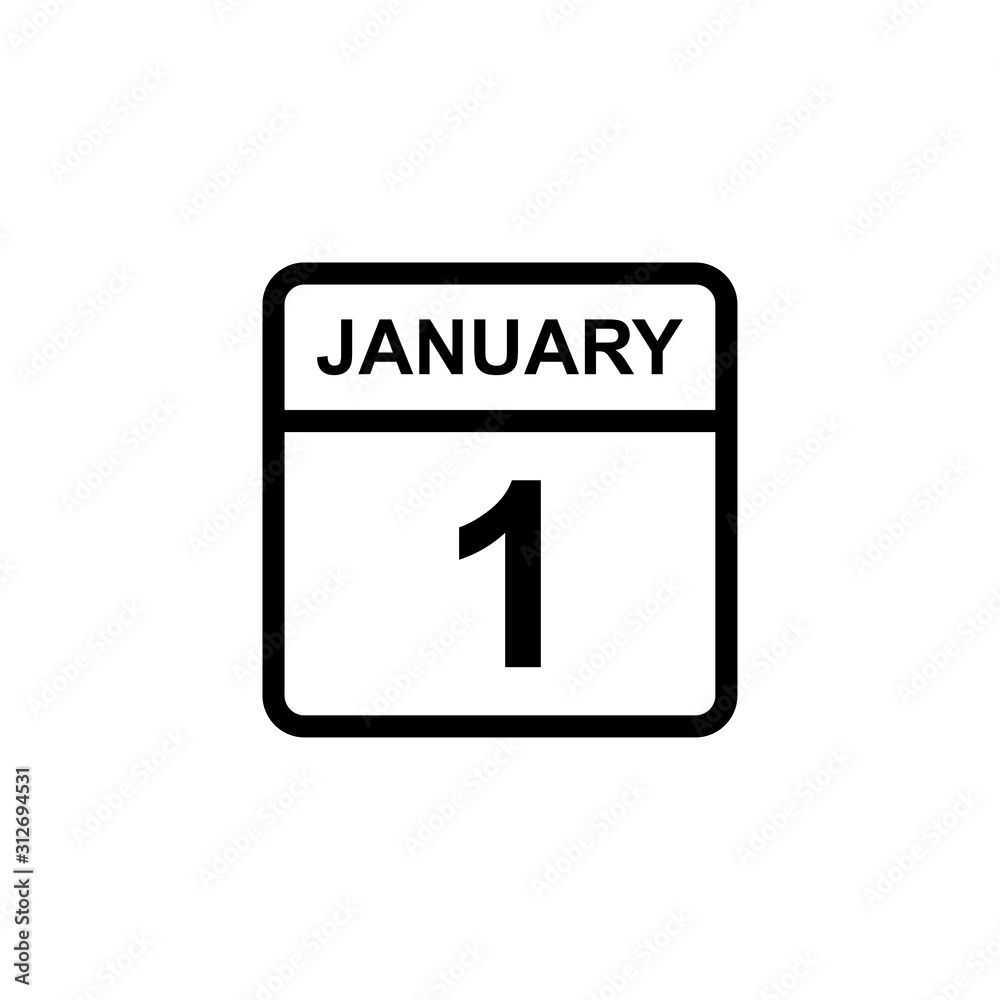 calendar - January 1 icon illustration isolated vector sign symbol