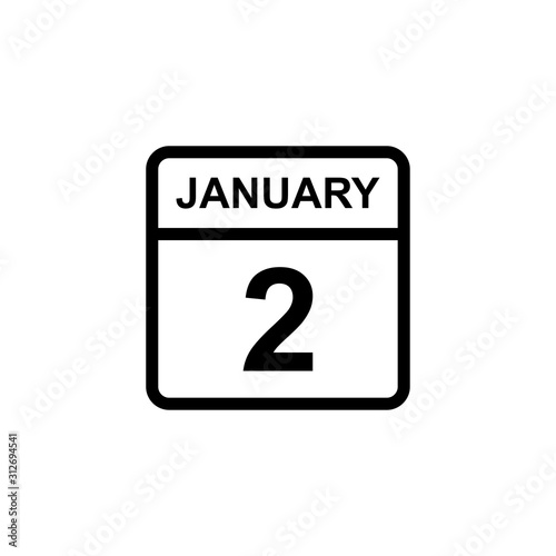 calendar - January 2 icon illustration isolated vector sign symbol