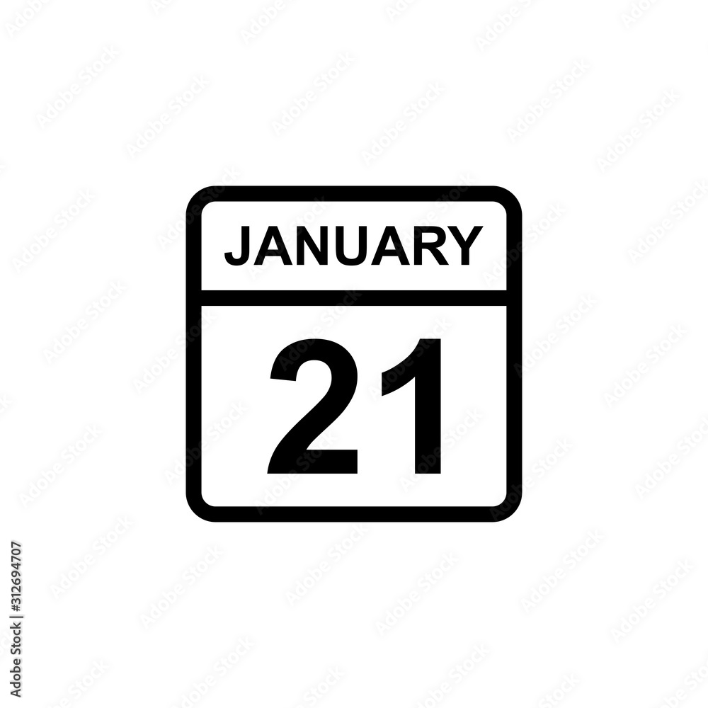 calendar January 21 icon illustration isolated vector sign